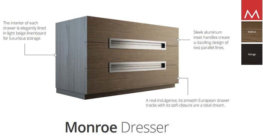 monroe dresser specs