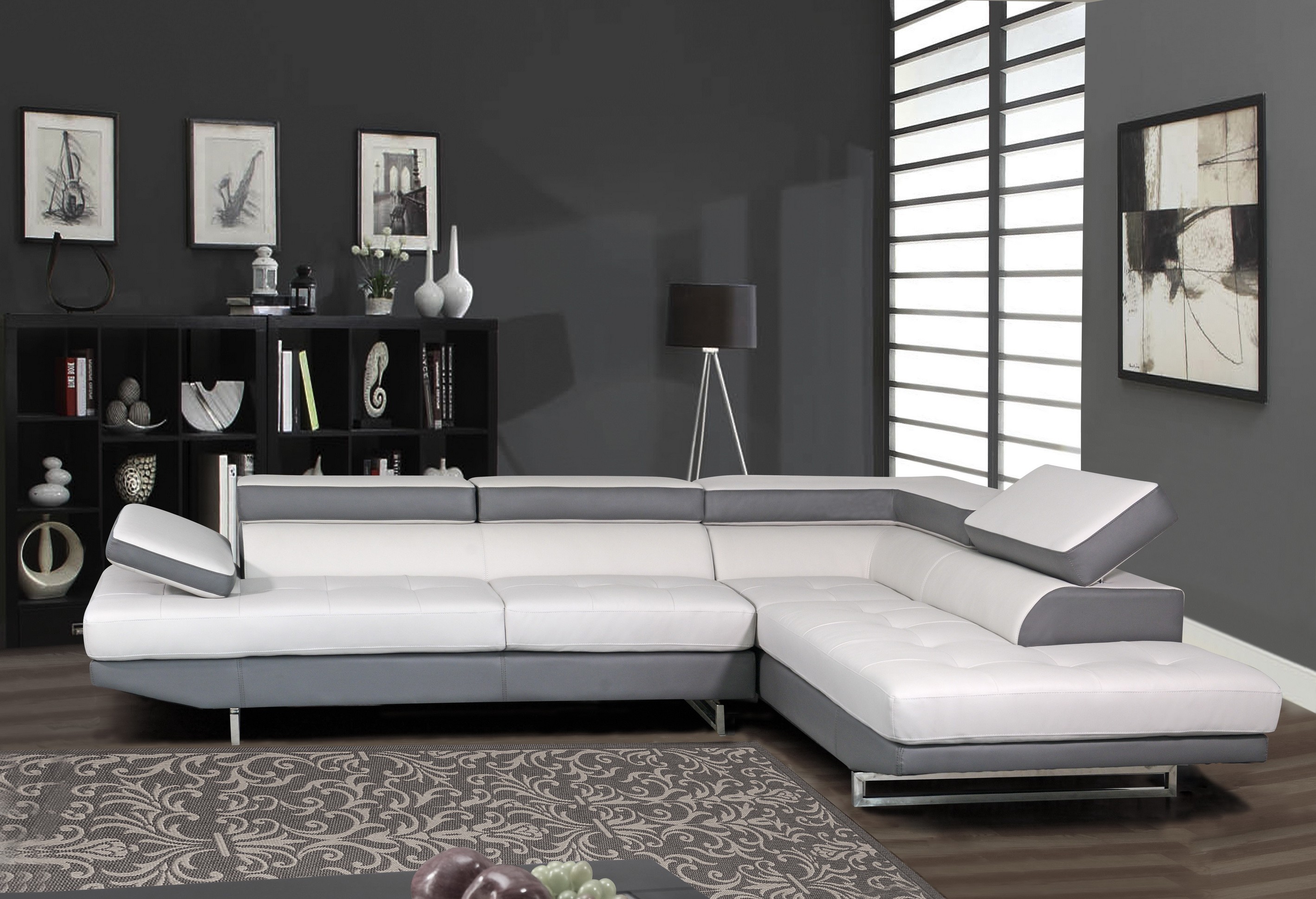 8137 Contemporary Leather Sectional By Global Usa Buy From Nova