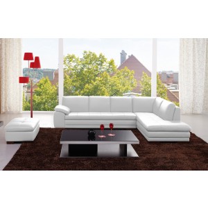 625 ITALIAN LEATHER SECTIONAL in White,Black,Grey