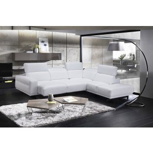 Davenport Leather Sectional in Snow White