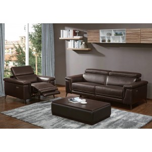 Hendrix Sofa Set in  Brown  Leather