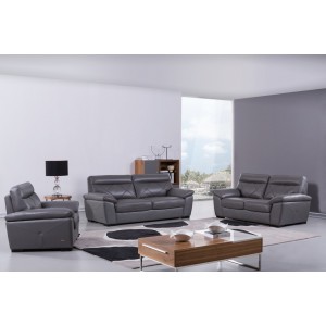 S173 Sofa Set in Gray Leather