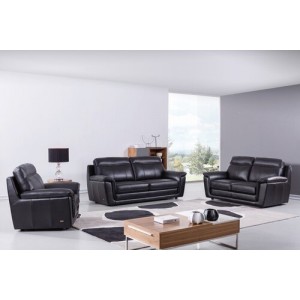 S210 Sofa Set in Black Leather