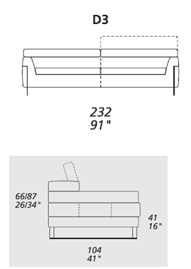bellevue sofa dimensions