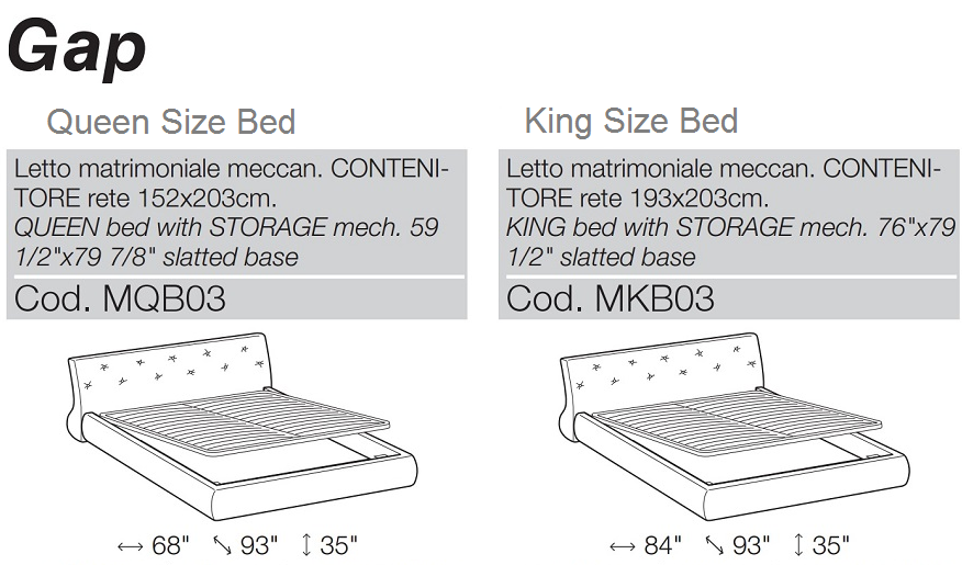 gap bed dimensions