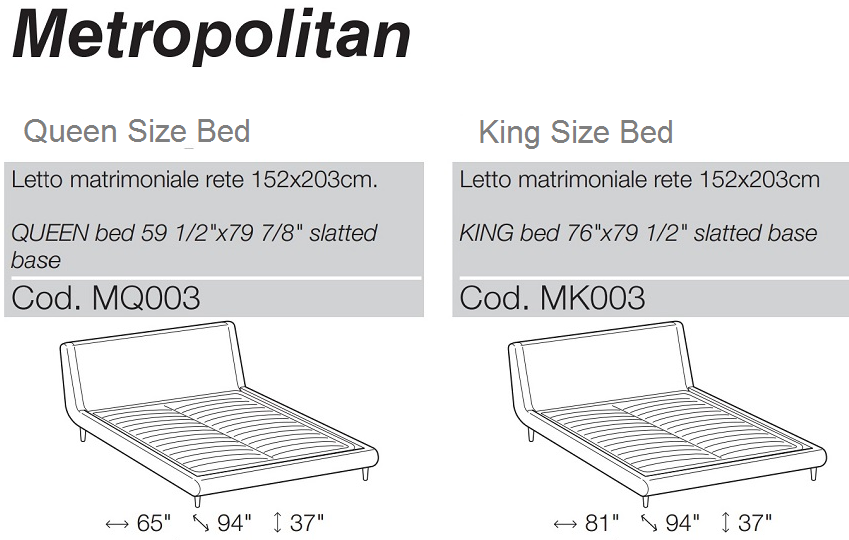 metropolitan bed made in italy